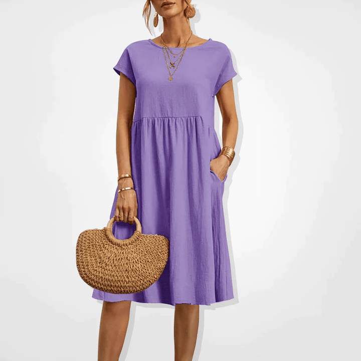 W&W Mode | Damen Kleid Stilvolles Midi Kleid Sommerliche Eleganz
