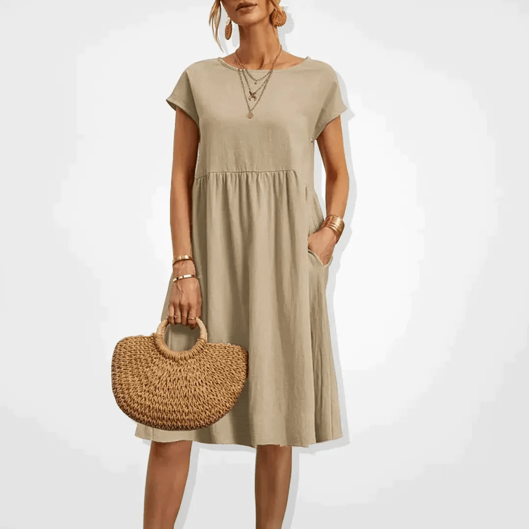 W&W Mode | Damen Kleid Stilvolles Midi Kleid Sommerliche Eleganz