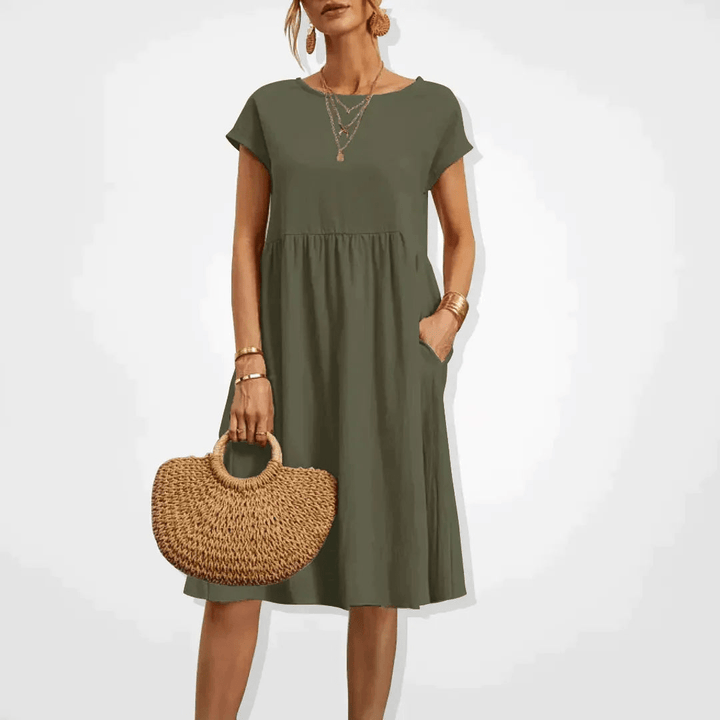 W&W Mode | Damen Kleid Stilvolles Midi Kleid Sommerliche Eleganz