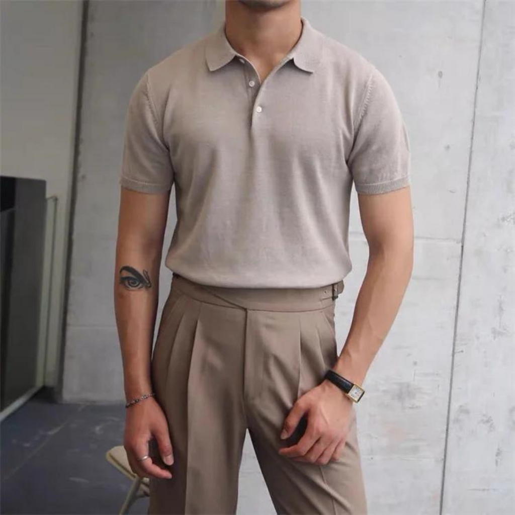 WW | Herren Schwarz Poloshirt Kurzarm