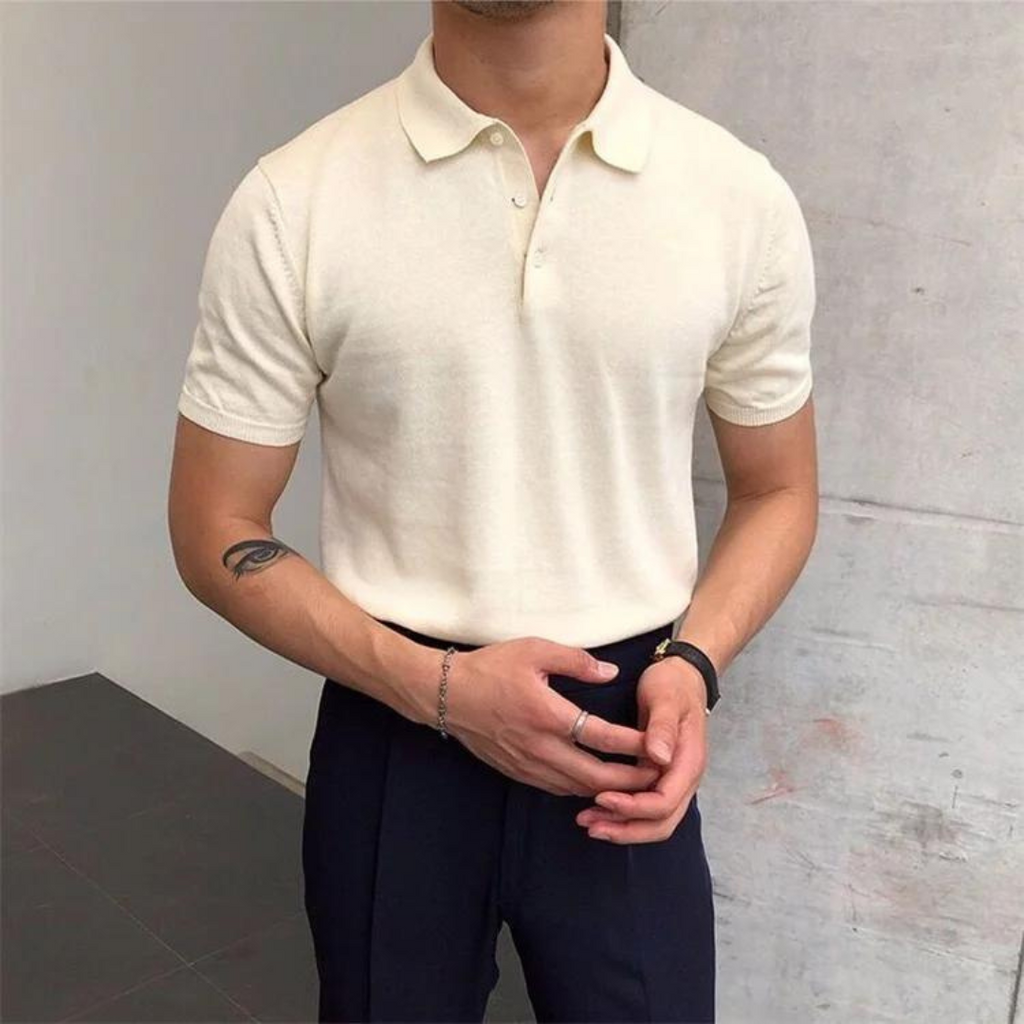 WW | Herren Schwarz Poloshirt Kurzarm