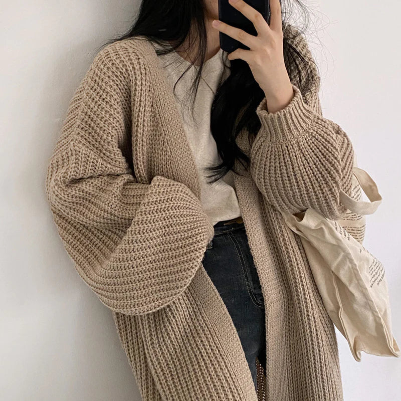 WW Strickjacke | Übergroße Strickjacke mit Kabeldruck