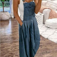 WW | Lässige Mode Weites Denim Jumpsuit