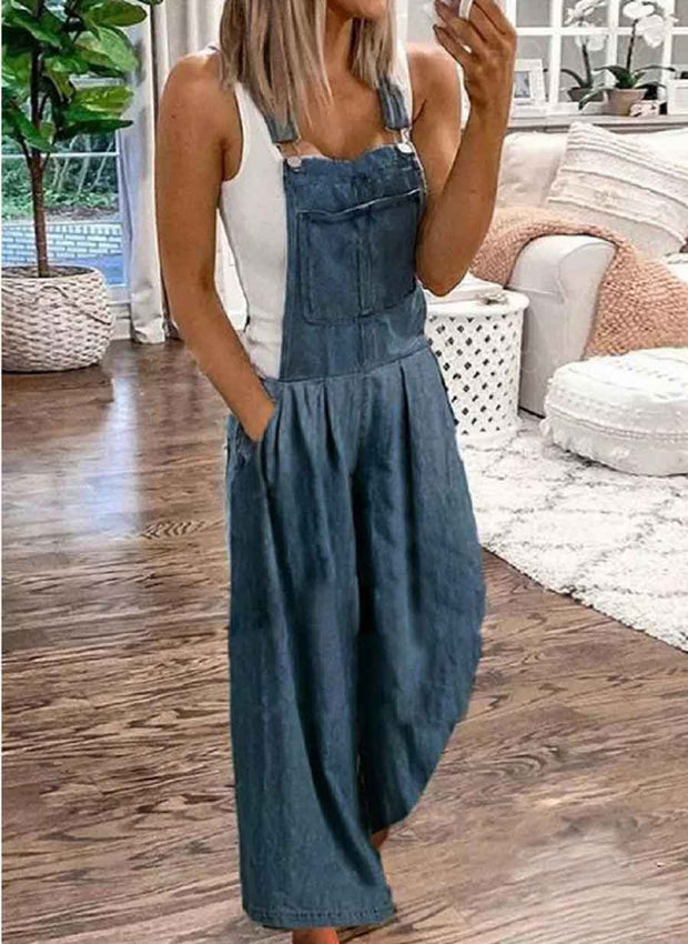 WW | Lässige Mode Weites Denim Jumpsuit