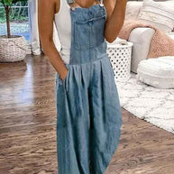 WW | Lässige Mode Weites Denim Jumpsuit