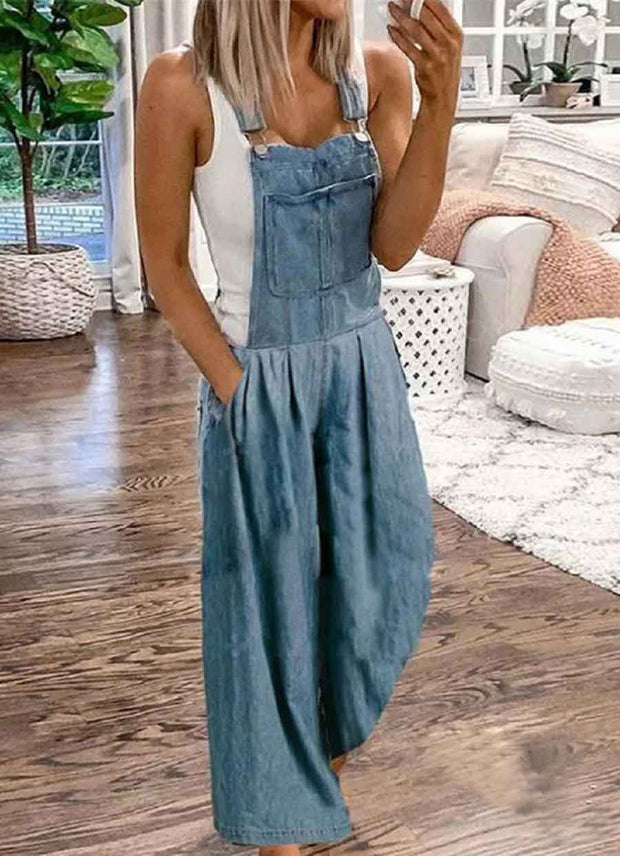 WW | Lässige Mode Weites Denim Jumpsuit