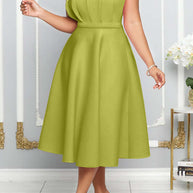 WW | One Shoulder Midi Kleid Elegante A-linie Passform Skulpturierte Details Festliche Kleidung