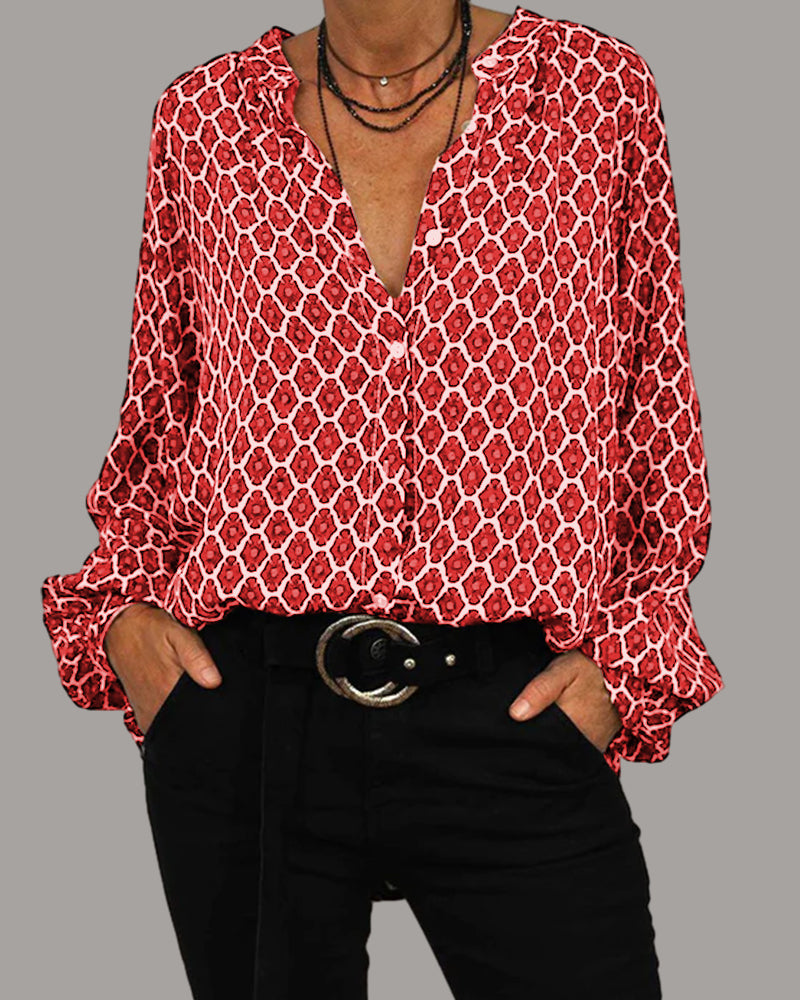 WW | Lässige Bluse mit Bienenstockmuster