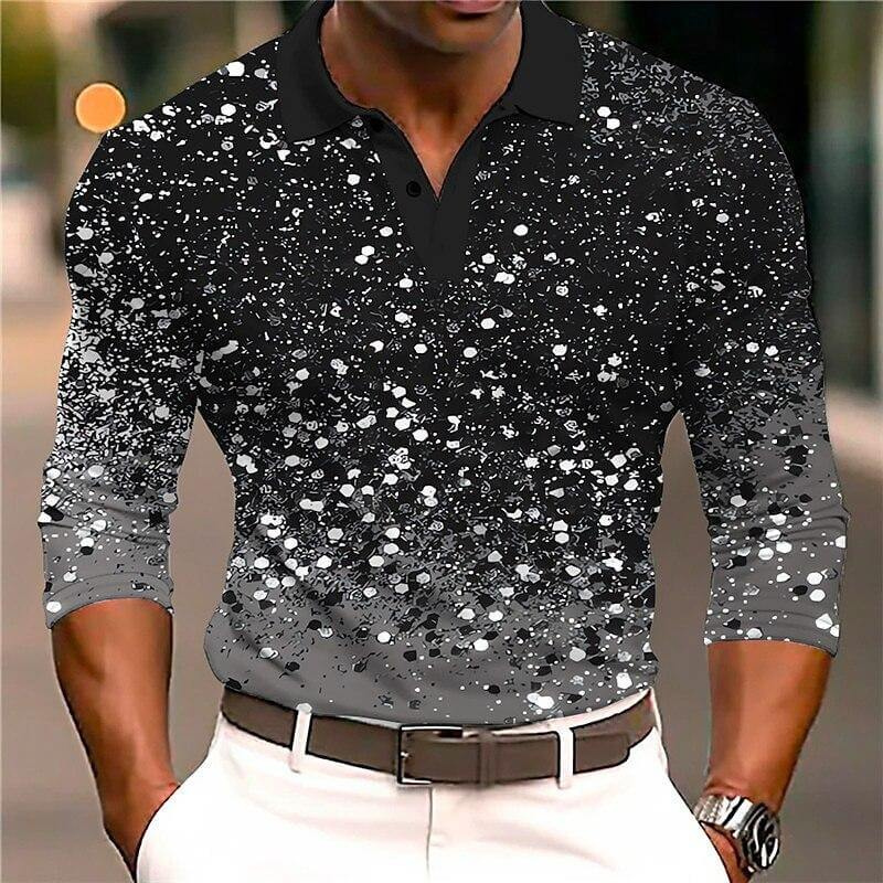WW | Herren Schwarzes Langarm-Poloshirt