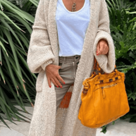 WW | Damen Lange Strickjacke Grobstrick