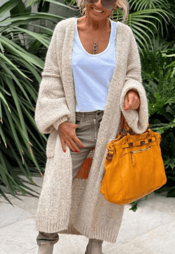 WW | Damen Lange Strickjacke Grobstrick