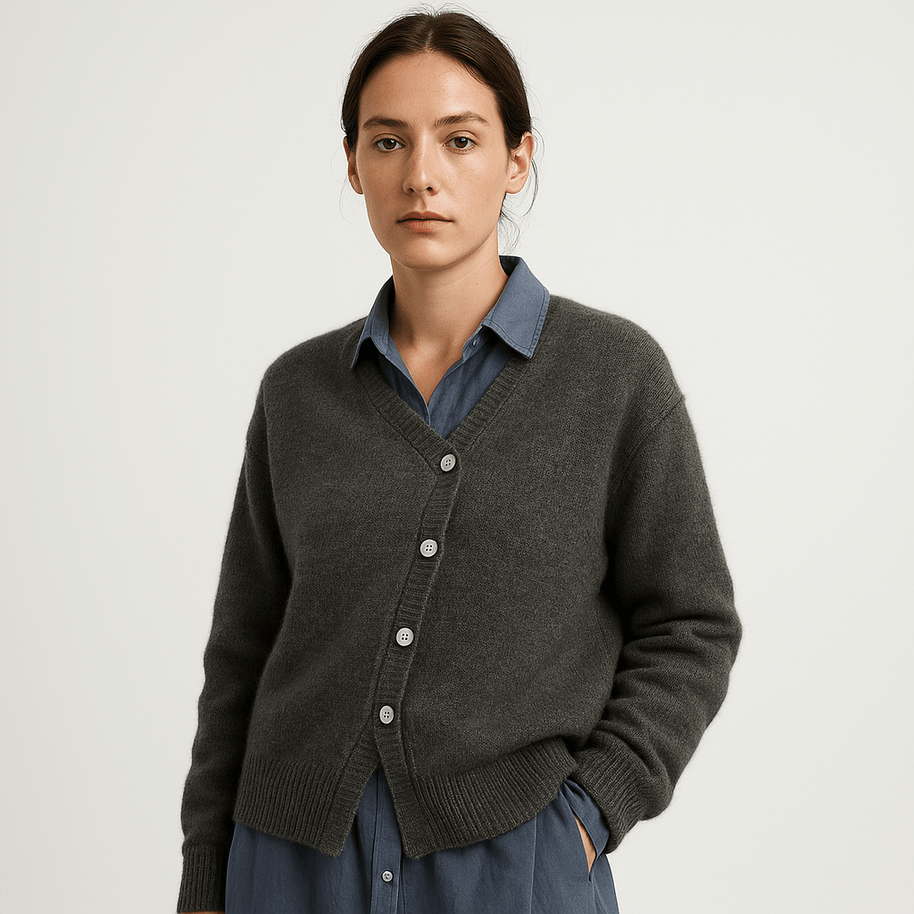 WW | Cardigan Camel Asymmetrisch Geknöpft Original Weiche & Moderne Masche