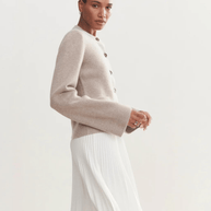 WW | Beigefarbene A-Linien Jacke Elegante Knöpfe Schick & Minimalistisch