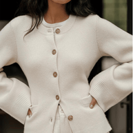 WW | Beigefarbene A-Linien Jacke Elegante Knöpfe Schick & Minimalistisch