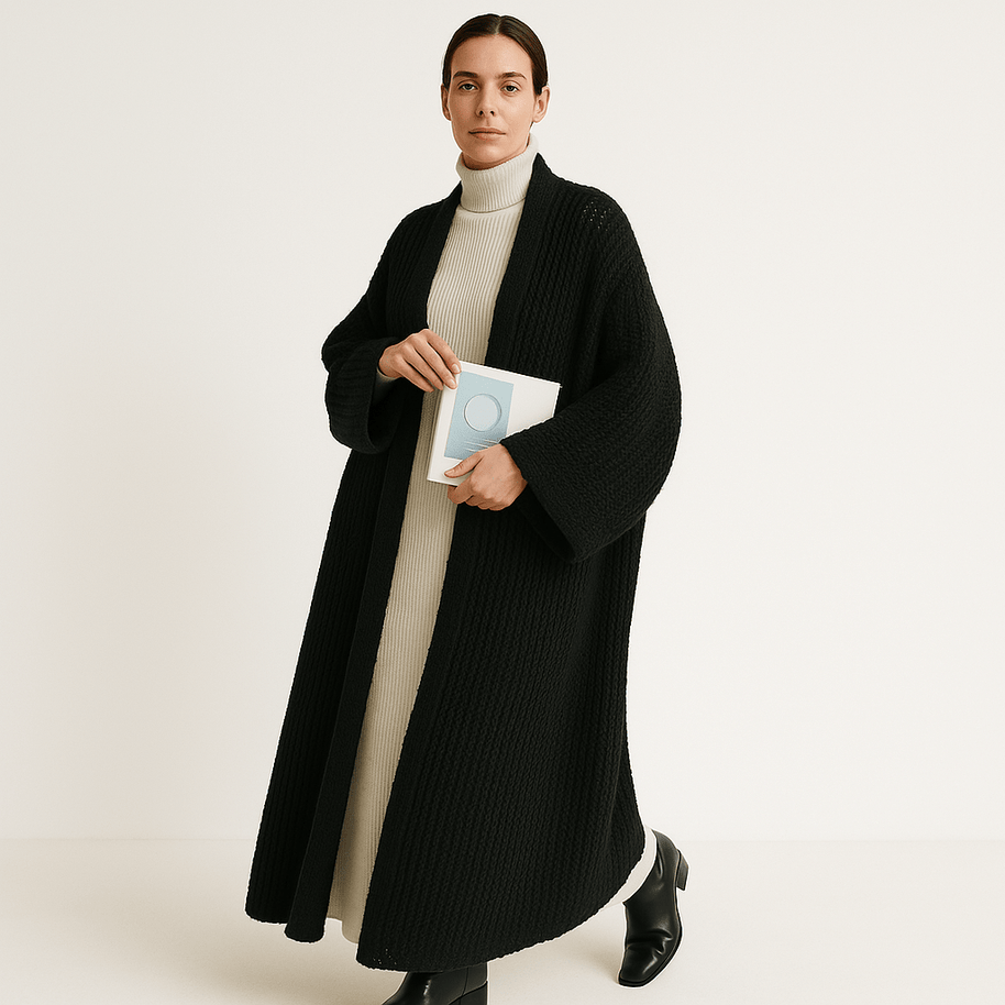 WW | Lange Beigefarbene Leichte und Offene Elegante Freizeitjacke