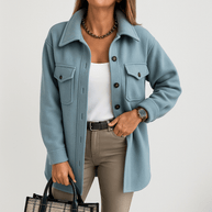 WW | Beigefarbene Jacke mit Woll-Effekt, lässiger Schnitt, perfekt für die Übergangszeit