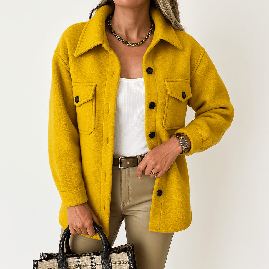 WW | Beigefarbene Jacke mit Woll-Effekt, lässiger Schnitt, perfekt für die Übergangszeit