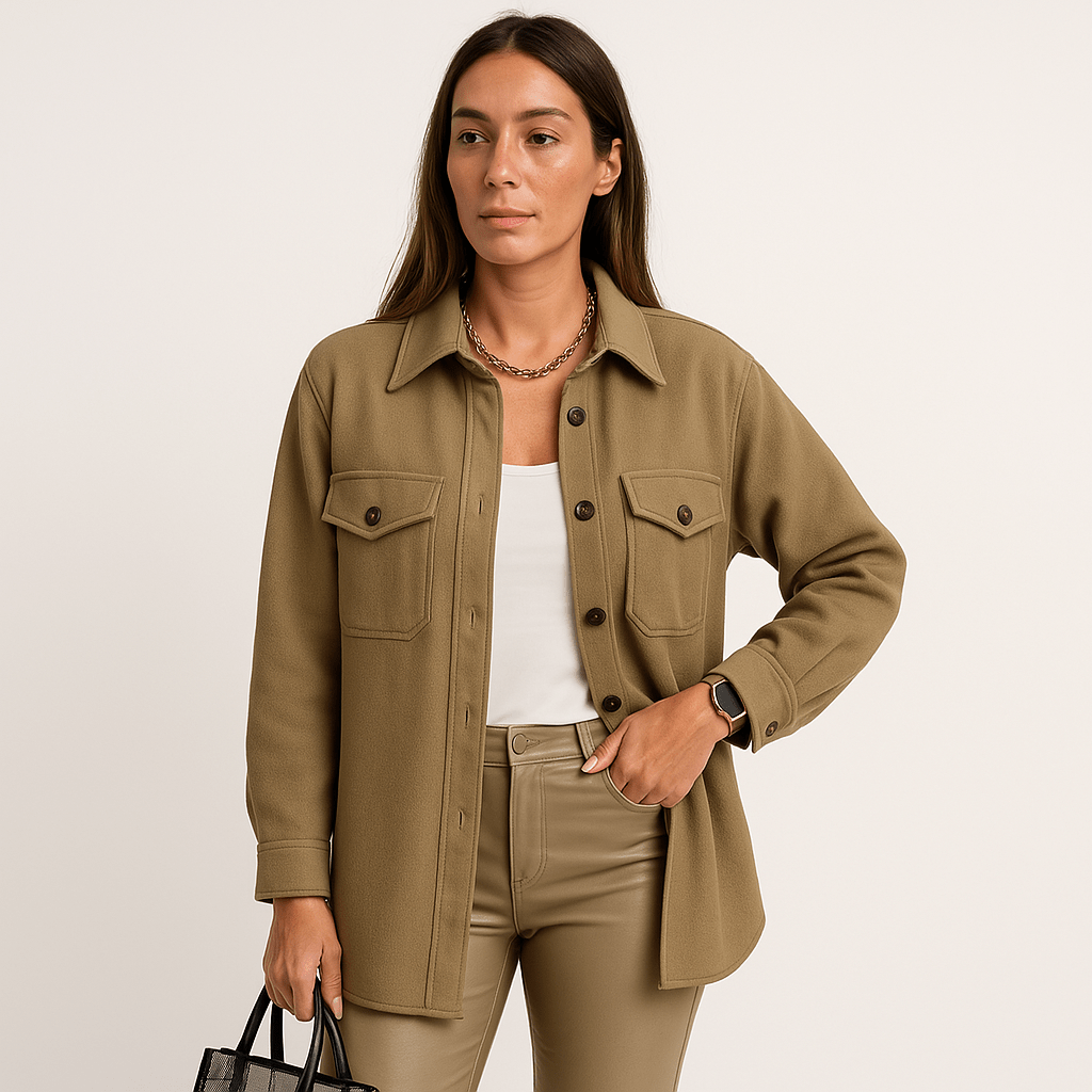 WW | Beigefarbene Jacke mit Woll-Effekt, lässiger Schnitt, perfekt für die Übergangszeit