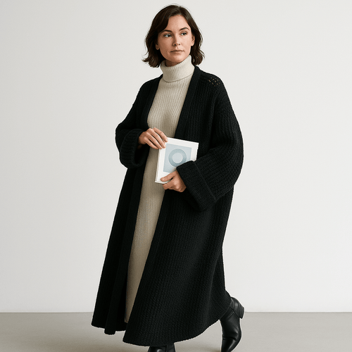 WW | Lange Beigefarbene Leichte und Offene Elegante Freizeitjacke