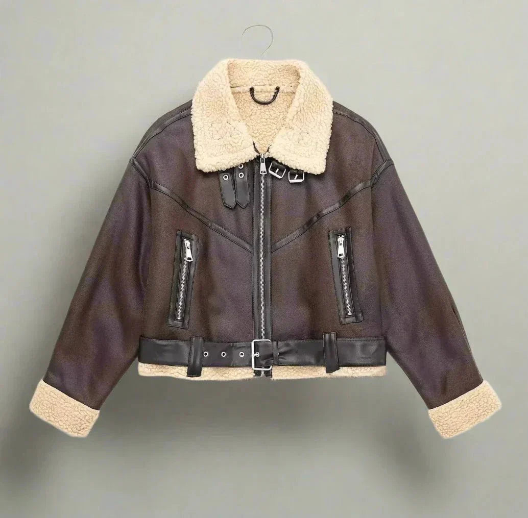 WW | Fliegerjacke Kunstleder Gefüttert Trend Winter