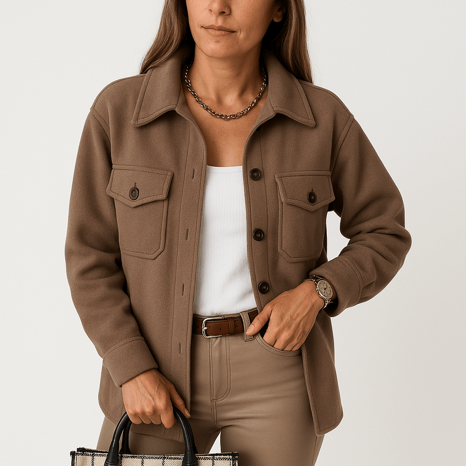 WW | Beigefarbene Jacke mit Woll-Effekt, lässiger Schnitt, perfekt für die Übergangszeit