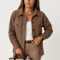 WW | Beigefarbene Jacke mit Woll-Effekt, lässiger Schnitt, perfekt für die Übergangszeit