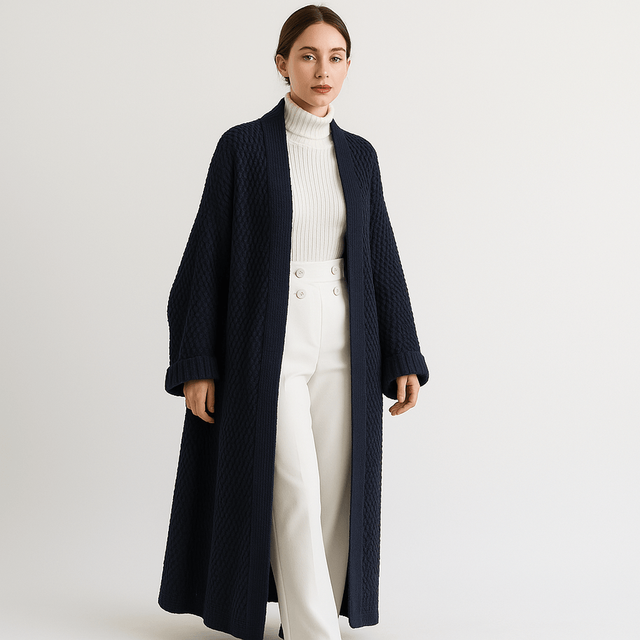 WW | Lange Beigefarbene Leichte und Offene Elegante Freizeitjacke