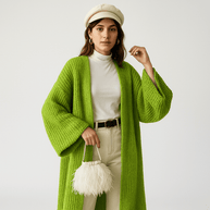 WW | Lange Beigefarbene Leichte und Offene Elegante Freizeitjacke