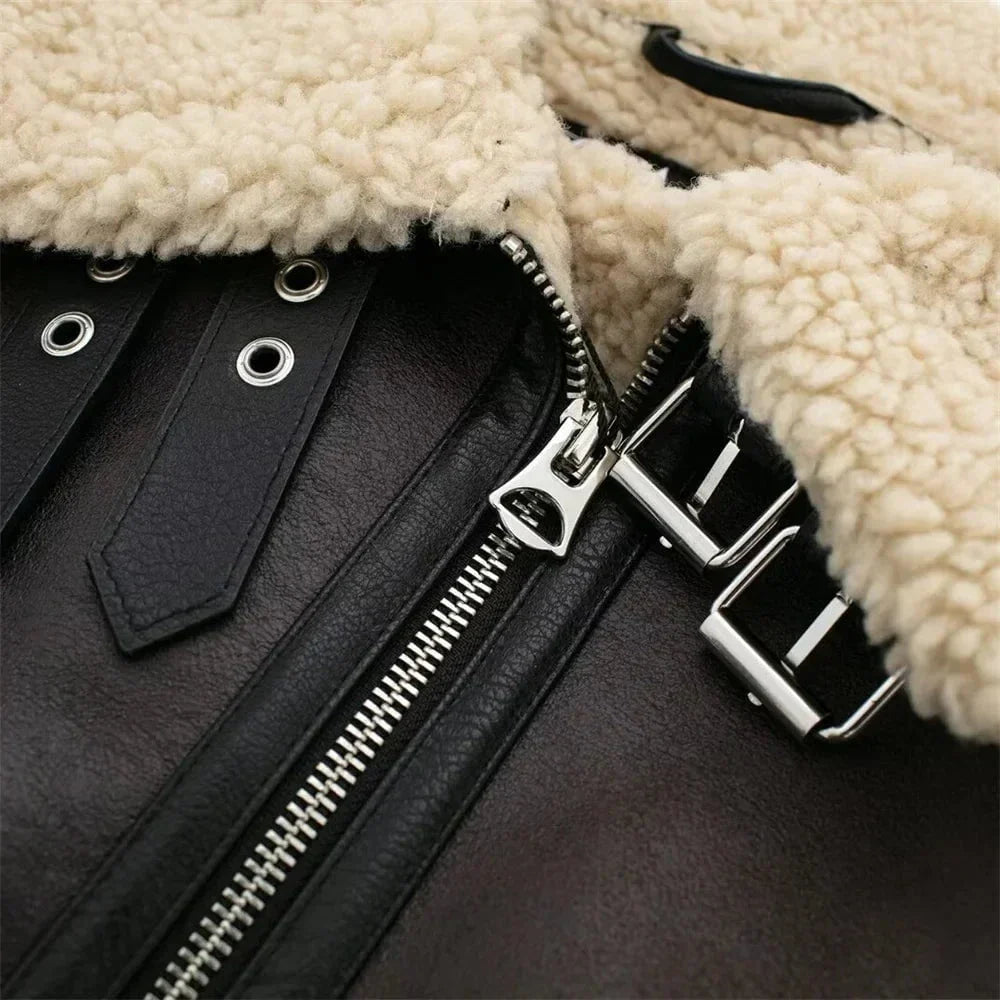 WW | Fliegerjacke Kunstleder Gefüttert Trend Winter