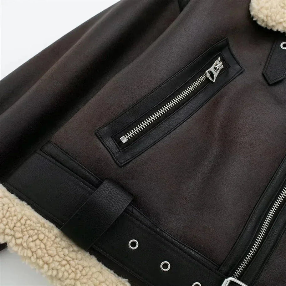 WW | Fliegerjacke Kunstleder Gefüttert Trend Winter