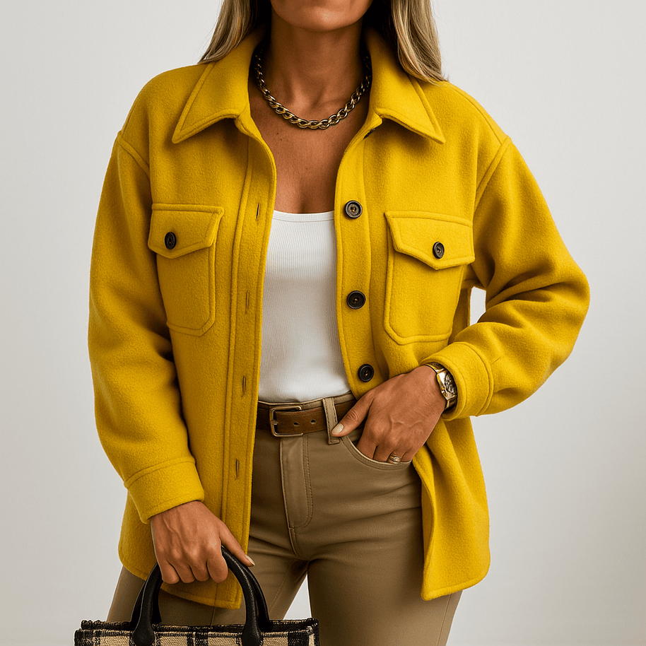 WW | Beigefarbene Jacke mit Woll-Effekt, lässiger Schnitt, perfekt für die Übergangszeit