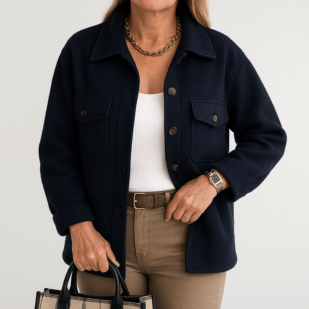 WW | Beigefarbene Jacke mit Woll-Effekt, lässiger Schnitt, perfekt für die Übergangszeit