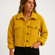 WW | Short Boucle Jacket Mustard Yellow Softness & Autumn Style