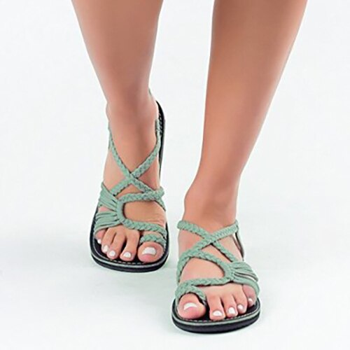 W&W Mode | Stylische flache Sandalen aus Palmenblättern - Bequeme und schicke Sommerschuhe