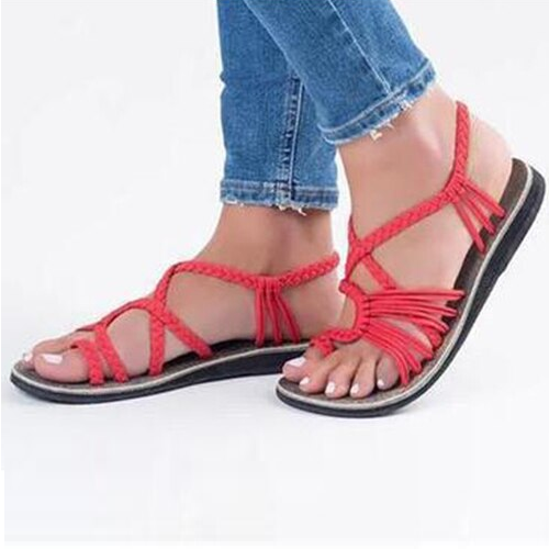 W&W Mode | Stylische flache Sandalen aus Palmenblättern - Bequeme und schicke Sommerschuhe