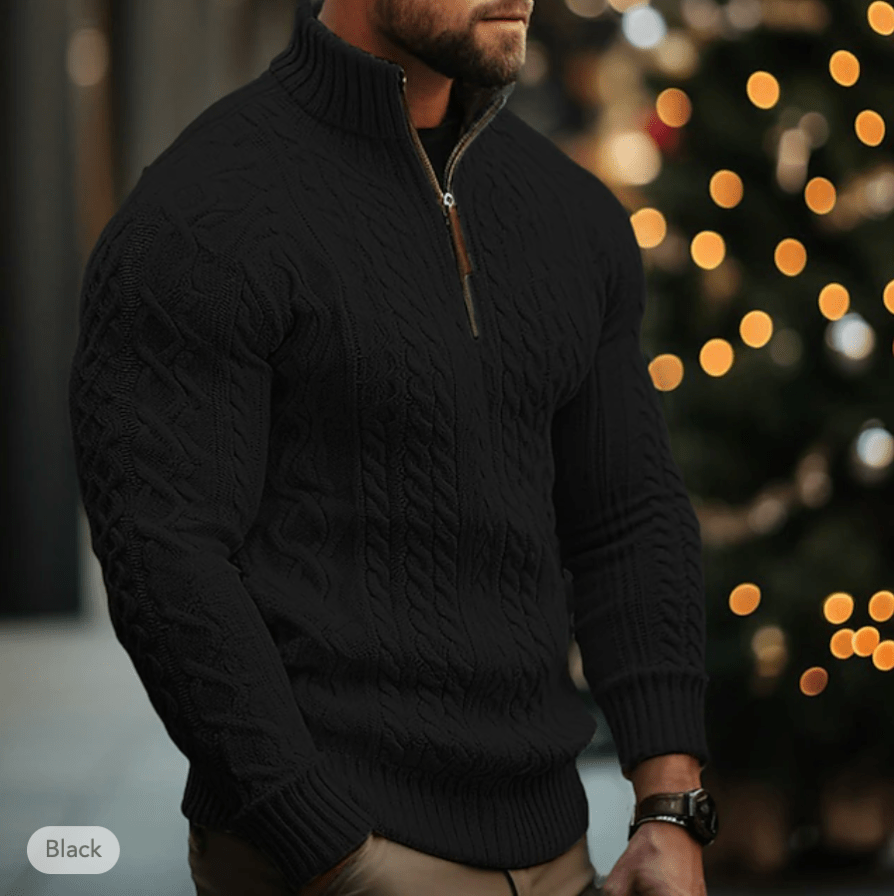WW | Herrenpullover Mit Reißverschluss Half Zip Pullover Lässig Und Elegant