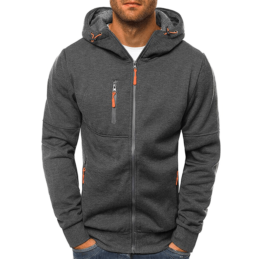 WW | Jacke Mit Reißverschluss Und Kapuze Für Herren Klassisch & Bequem