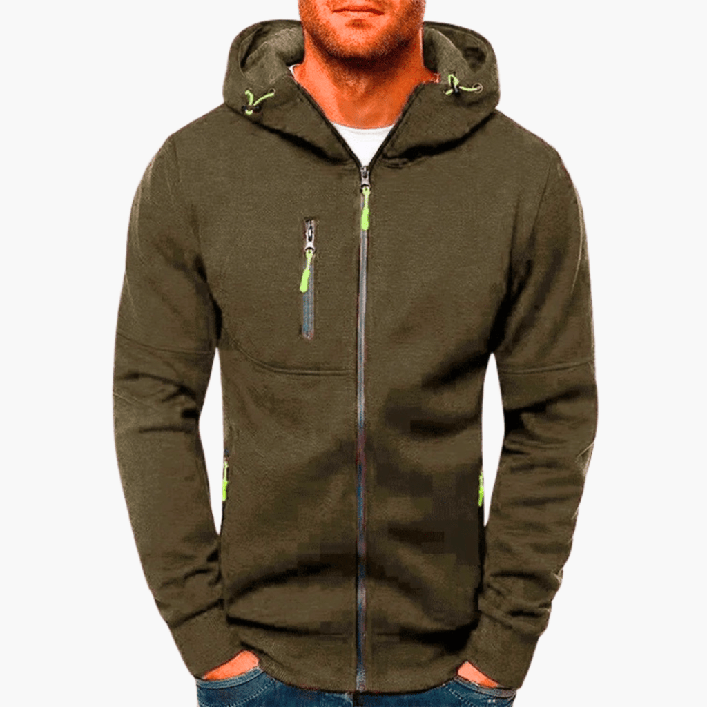 WW | Jacke Mit Reißverschluss Und Kapuze Für Herren Klassisch & Bequem