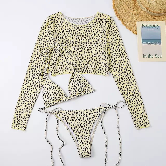 WW | Leopardi Bikini-Set 3-teiliges Set Badeanzug