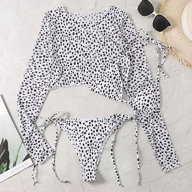 WW | Leopardi Bikini-Set 3-teiliges Set Badeanzug