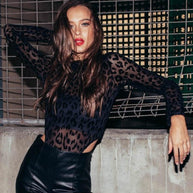 WW | Leopardenmuster Langarm Rollkragenbody