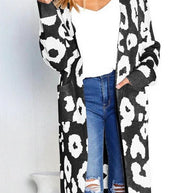 WW Leopardenprint Lange Sweaterjacke