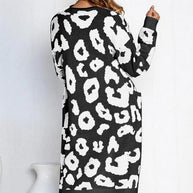 WW Leopardenprint Lange Sweaterjacke