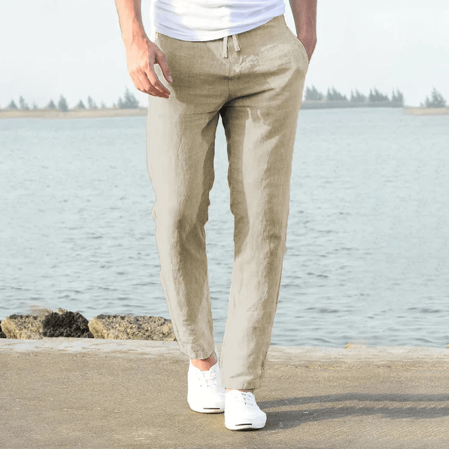 WW | Stilvolle Herren Hose Leinen Sommerhose Für Männer Leichter Stoff