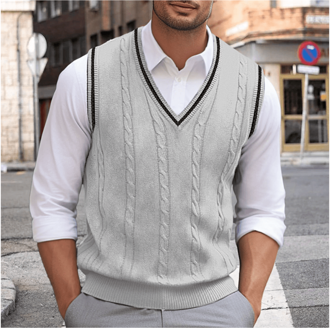 W&W Mode | Ärmelloser Pullover Mit V-Ausschnitt Herren Sweatshirt