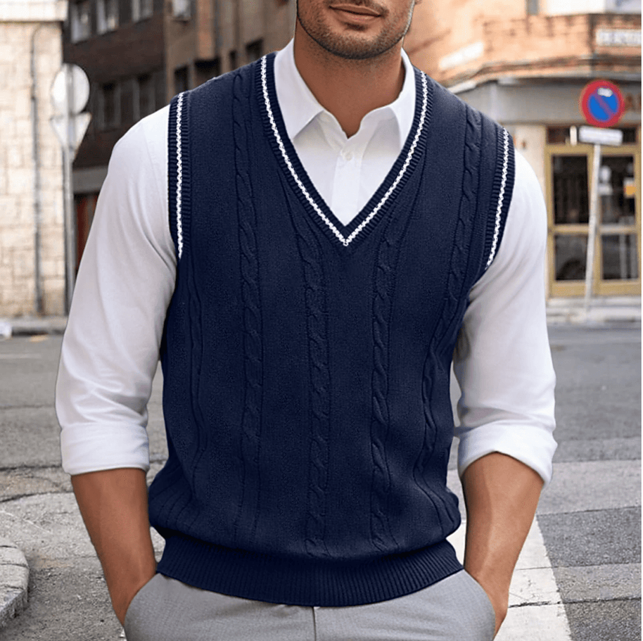 WW | Ärmelloser Pullover Mit V-Ausschnitt Herren Sweatshirt