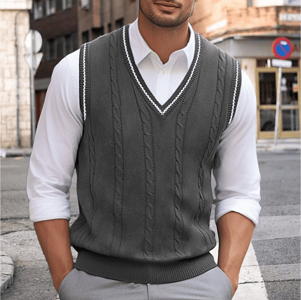 WW | Ärmelloser Pullover Mit V-Ausschnitt Herren Sweatshirt