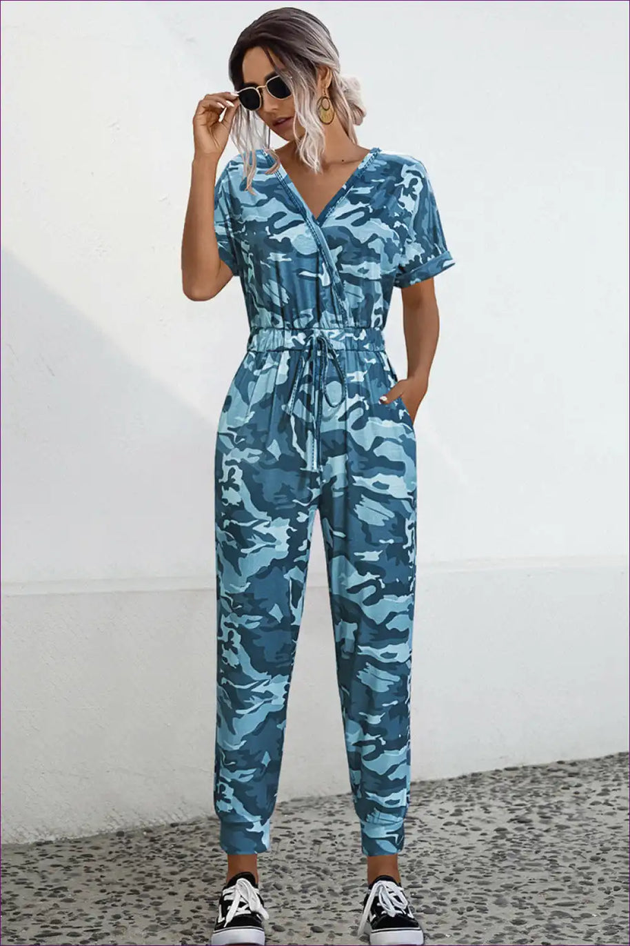 WW | Camo V-Ausschnitt Bindesprunganzug - Müheloser Sommer Cool