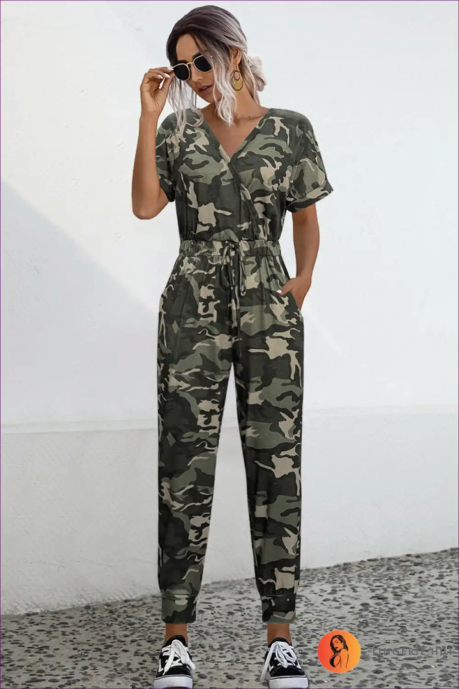 WW | Camo V-Ausschnitt Bindesprunganzug - Müheloser Sommer Cool