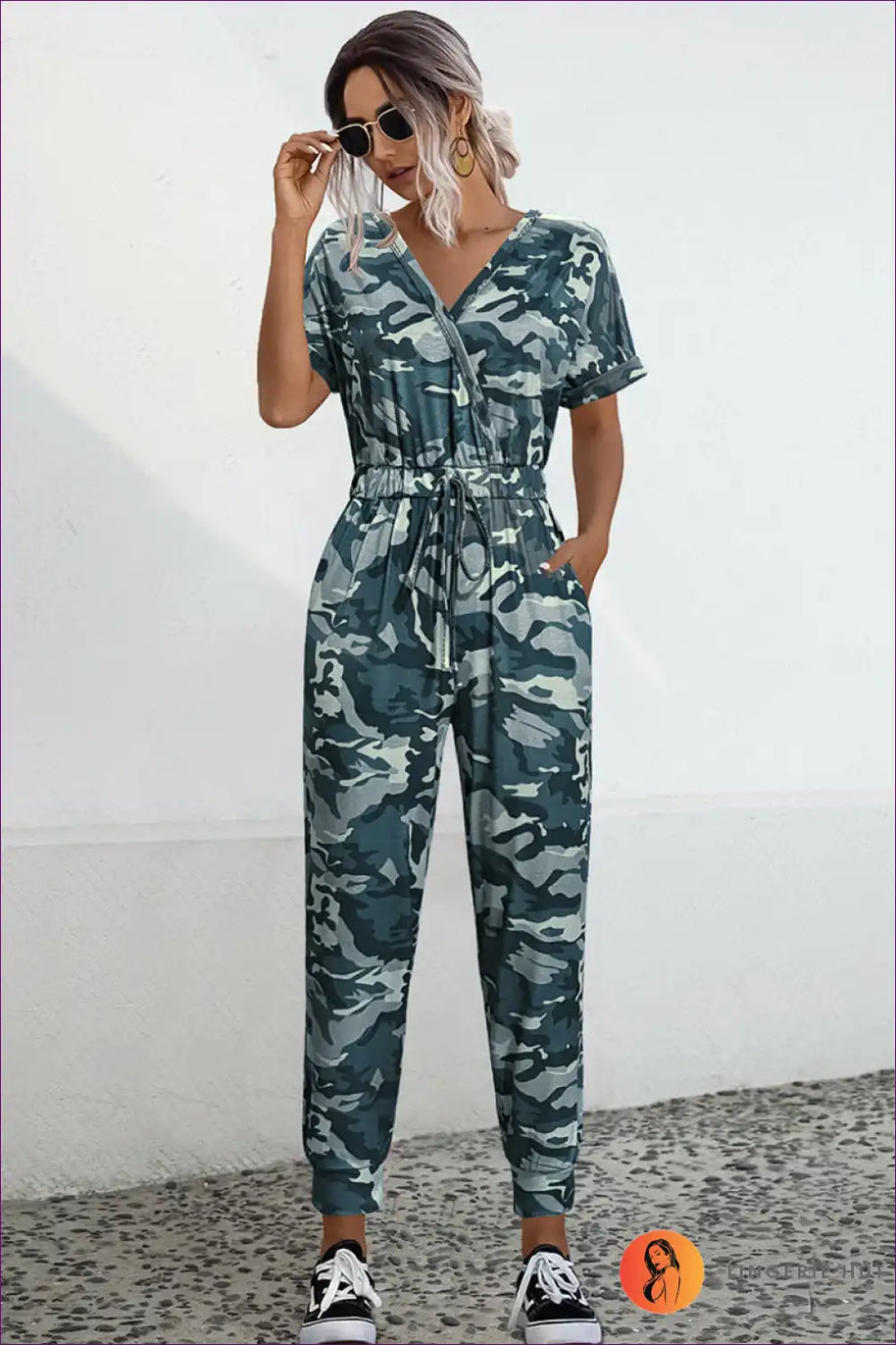 WW | Camo V-Ausschnitt Bindesprunganzug - Müheloser Sommer Cool